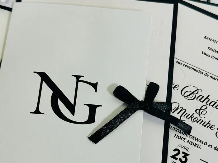 NG monogram minimal wedding invitation